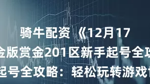 骑牛配资 《12月17日热江赏金版赏金201区新手起号全攻略：轻松玩转游戏世界！》